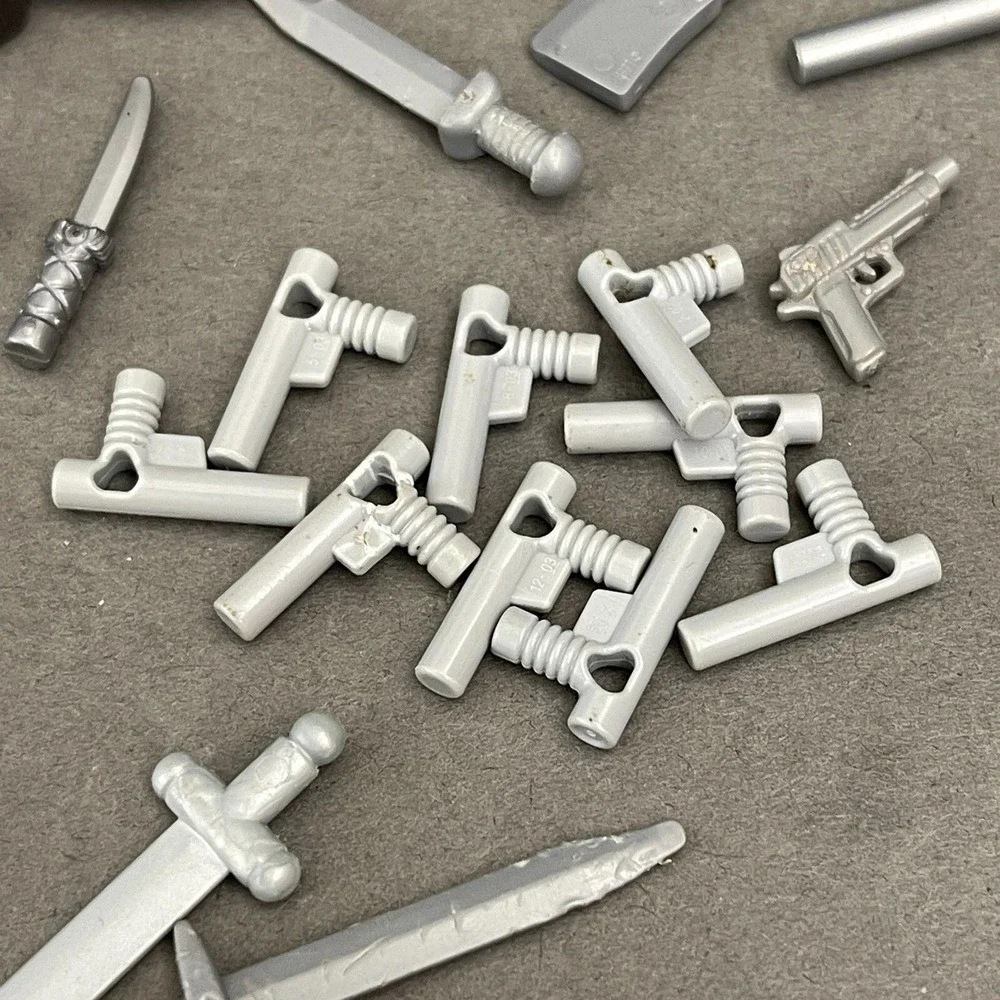 Lego Weapons Guns Swords Knives Spears Gray Replacement Parts Pieces Lot of 50